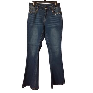 Custom Embellished Flare Leg Jeans